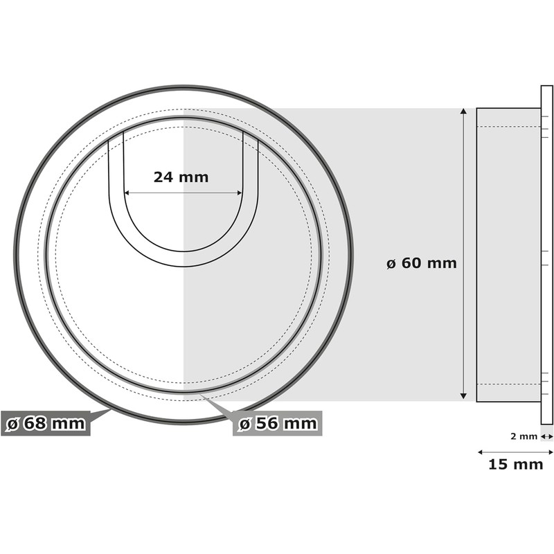 BRUCE.® Premium Cable Grommet Made of Metal [1 Piece, Black]