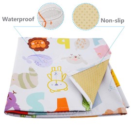 Large Splat Mat for Under High Chair/Arts/Crafts, Womumon Washable Spill Mat Waterproof Anti-slip Floor Splash Mat, Portable Play Mat and Table Cloth (Alphabet, 130x130cm)