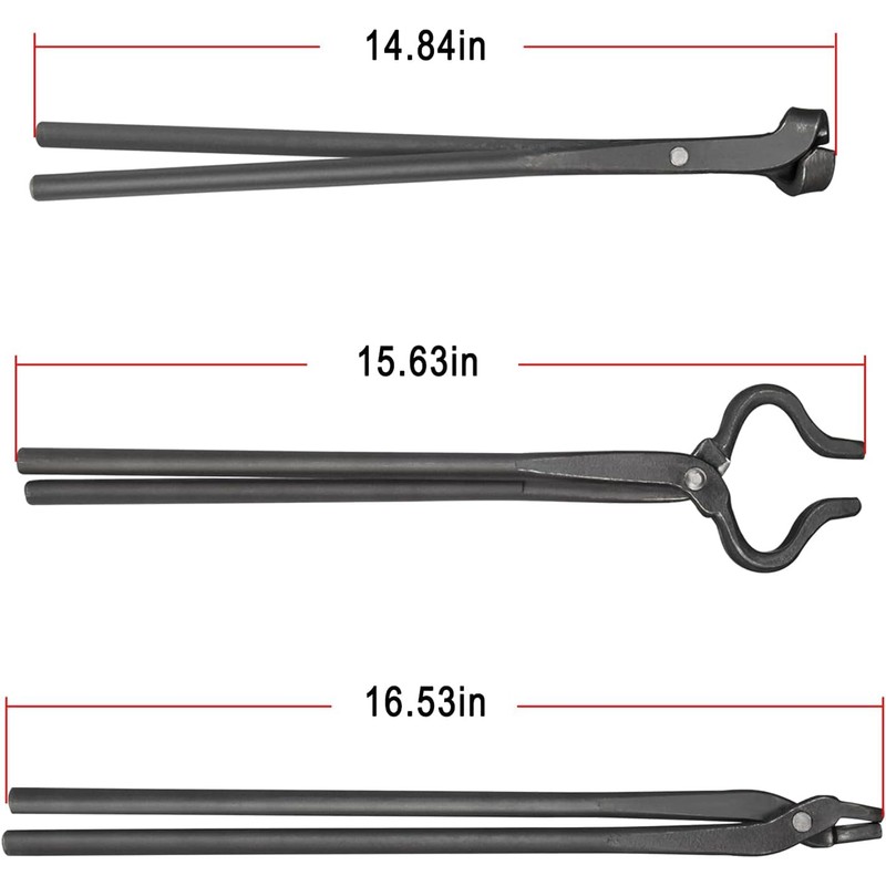 Blacksmith Tools Set - Flat, Bolt, Blade Tongs & Hammers