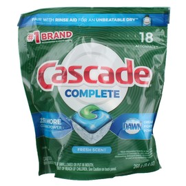 Cascade Detergente completo para lavavajillas, 18 unidades