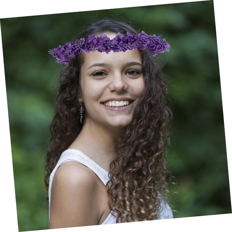 PACKOVE Simulation Lavender Flower Crown Headband Floral Headpiece for Women