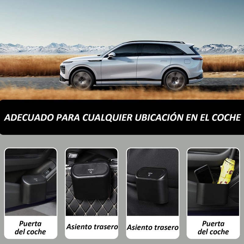 2 Cubo de Basura para Coche con Tapa, Mini Bote