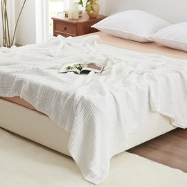 Love's cabin Love's cabin 6 Layer 100% Cotton Muslin Blanket, 108"x90" Muslin King Size Blanket for Bed Couch, White King Muslin Blanket, Cotton Gauze Blanket for Adult, Lightweight and Breathable Blanket