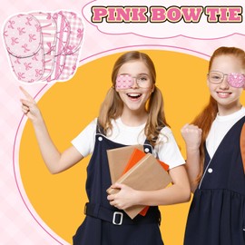 Newcotte 12 Pcs Eye Patch for Kids Toddler Reusable Adjustable Girls Boys Eyepatch for Glasses Left or Right Eye Patch, Assorted Patterns (Pink Coquette Bow)