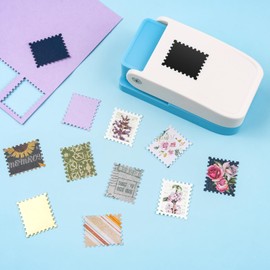 2 Pcs Stamp Punches, Postage Stamp Punch, 1X0.8 inch & 1.1X0.9 inch Embossing Stamps Hole Punch, Portable Lever Paper Puncher, Crafts Punches for Scrapbooking Paper Crafting DIY Projects