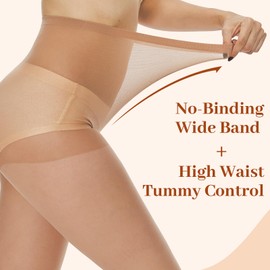 Yilanmy Women's 6 Pairs Sheer Tights 20D Silky Control Top Pantyhose Run Resistant Nylon Stockings