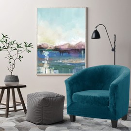 Topchances 2 Pieces Tub Club Chair Covers,High Stretch Armchair Sofa Slipcover with Cushion Cover, Velvet Furniture Protector Soft Couch Covers for Dining Living Room Office Reception