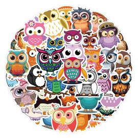60PCS Cute Owl Stickers for Kids Teens, Eikecy Cartoon Owl Bird Stickers Pack Kawaii Vinyl Decals Waterproof Stickers for Water Bottles Laptop Scrapbook