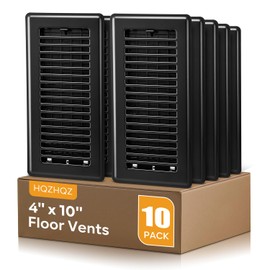 4 x10 Floor Registers, Floor Vent Covers 10 Pack, Heavy Duty Steel Walkable Vent Covers for Home Floor, Easy Adjust Air Supply Lever, for Sidewall and Floor, Black
