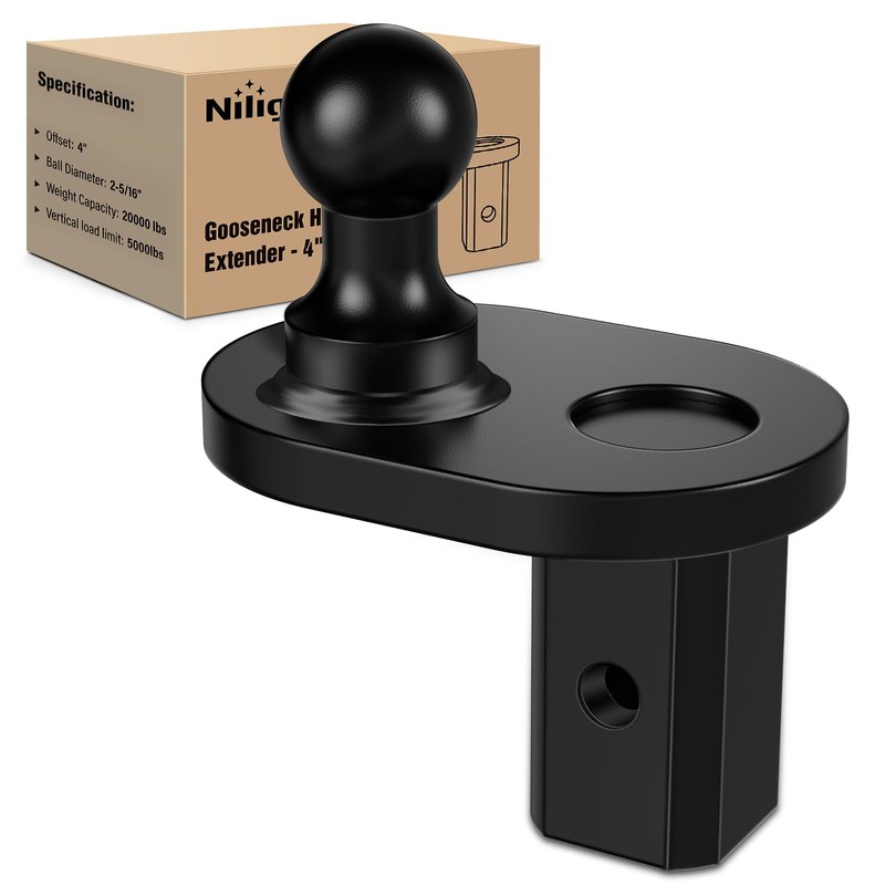 Nilight Gooseneck Ball Extender - GNXA4085, 4" Offset Ball Compatible