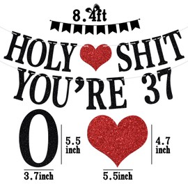Holy You're 37 Banner - Funny Happy 37th Birthday Bunting Sign, Cheers to 37 Years, 37 Years Old Birthday/Anniversary Party Decorations Supplies for Men Women