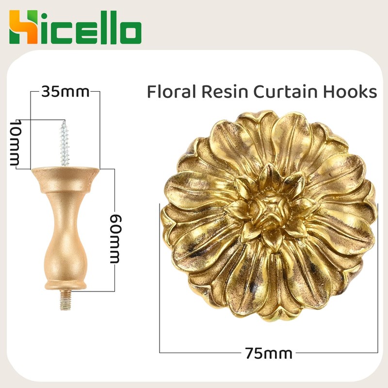 Hicello Pair of Curtain Tiebacks Hooks, Daisy Flower Curtain Holdbacks