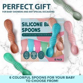 Baby Spoons, Baby Feeding Essentials, Baby Led Weaning Supplies, Baby Spoons Self Feeding 6 Months, Baby Utensils, Silicone Baby Feeding Set, Toddler Feeding Supplies, Silicone Baby Spoon BPA Free