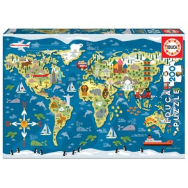 Educa 19292, World Map, 200 Piece Puzzle for Adults and Children from 6 Years, Map