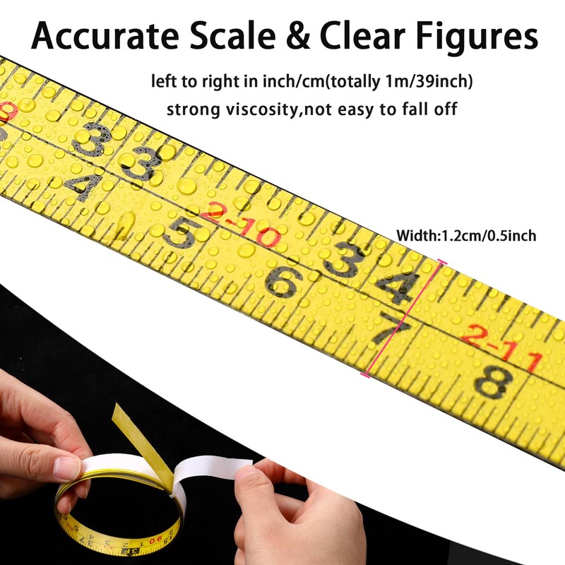 39 Inch Measure Tape with Adhesive Backing, 2 Pack Left