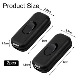 2 pieces cord switch, cable switch, 2-pin, intermediate switch, power switch, cord switch, lamp switch, light switch, light switch, connection cable, small devices or lamps, 250 V, 6 A, light switch