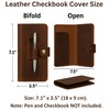CestAntiQ Leather Checkbook Cover with Pen Holder - Full Grain