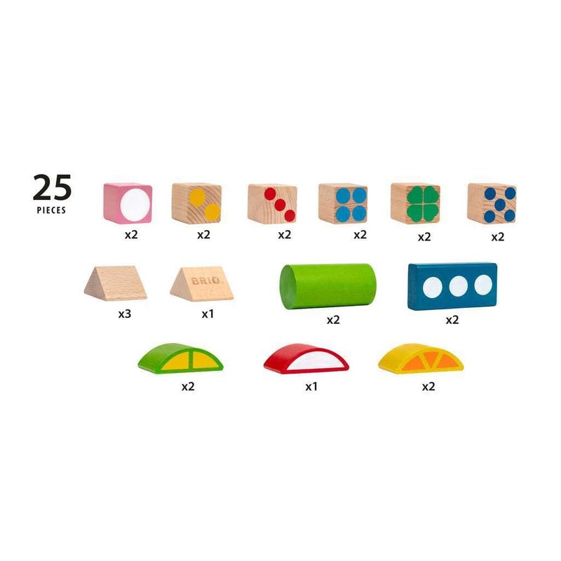 BRIO 25 Patterned Wooden Blocks - Educational Learning Toys for