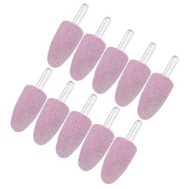 M METERXITY 10-Pack Abrasive Mounted Stone Grinding Bits, 1/4 IN(6mm) Shank Aluminum Oxide Polishing Sanding Drill Bit for Rotary Tools, 0.79IN(20mm) Dia 80 Grits Point [Pink]