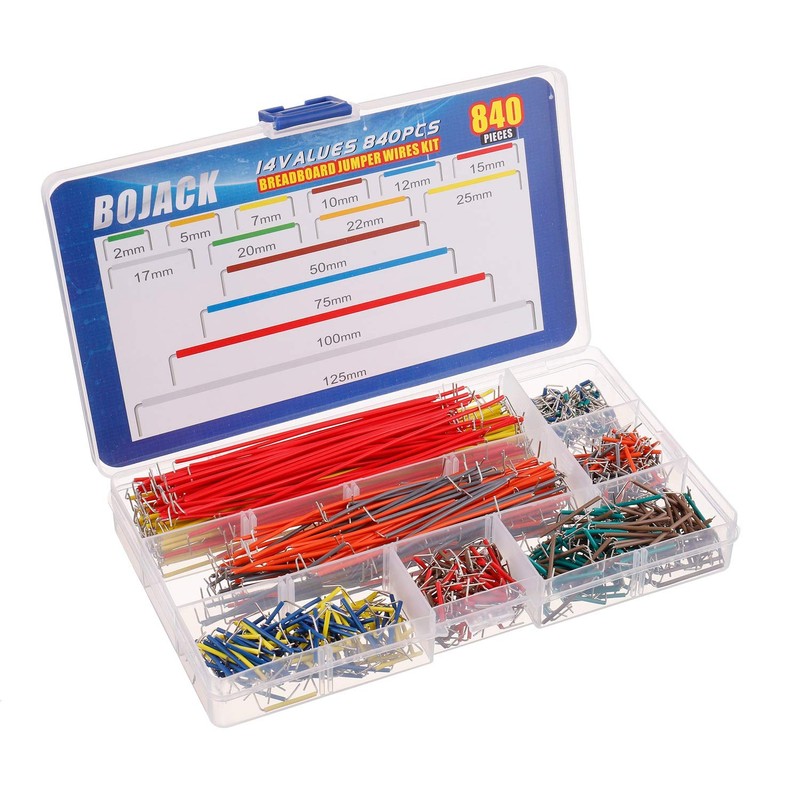 BOJACK 14 Vaules 840 pcs 2-125mm Solderless Flexible Breadboard Connecting