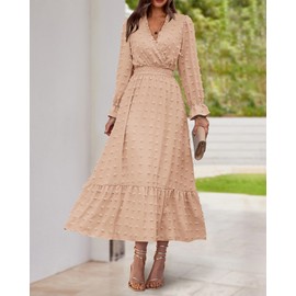 BTFBM Formal Dresses for Women Maternity Dress for Photoshoot Boho Long Dress Spring Dress Easter Dress(Solid Light Khaki,Medium)