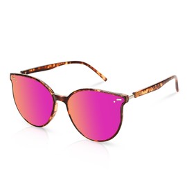 Retro Round Sunglasses for Women, Pink Sunglasses Womens with Classic Trendy Frame Sunnies Shades UV400 Blocking Tortoise