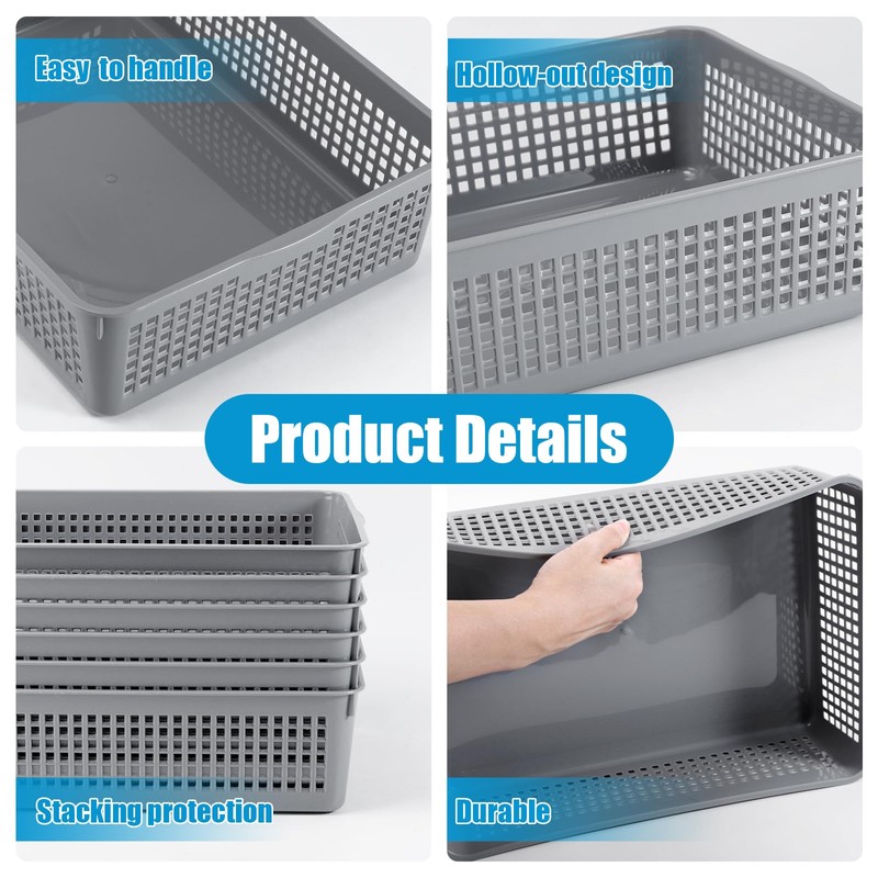 CACASO 6 Pack Turn in Trays Classroom, Plastic Paper Trays,