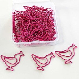 100pcs Chicken Shaped Paper Clips Iron Wire Cute Paperclips Office Supplies for Bookmarks Album Clips