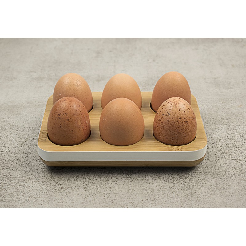 Pebbly NBA108 Egg Tray, Bamboo, White, 17 x 12 x