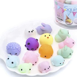 Aswalling Squishy Toy Kit 24Pcs Favors for Kids, Mochi Toy Stress Reliever Anxiety Toys Set Kit Easter Basket Stuffers with Storage Box