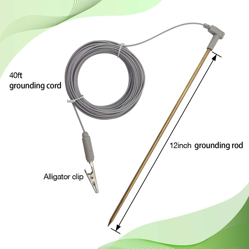 Brass Ground Rod with 40ft Wire & Alligator Clip, Grounding