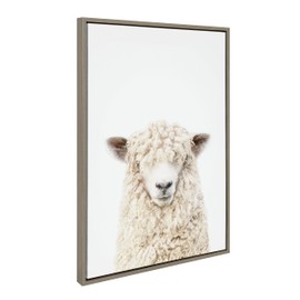 Kate and Laurel Sylvie Sheep Bangs Portrait, Animal Studio Black Nosed Sheep and Dorper Sheep Framed Canvas Wall Art Set by Amy Peterson, 3 Piece Set Gray, Farm Animal Portrait Art for Wall