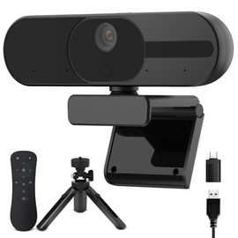 4K Webcam with Speaker and 4 AI Noise-Cancelling Mics, Wide Angle PC Cameras with Remote, Auto Focus, Privacy Cover, Tripod, Great for Computer, Zoom, Skype, Teams, Laptop, Personal Video Calling