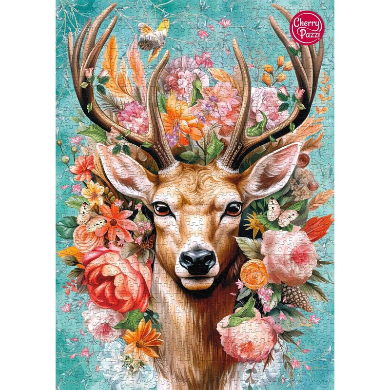 CherryPazzi 1000 piece puzzle: Deer in Flowers