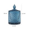 Sizikato Diamond Faceted Crystal Glass Candy Jar with Lid, Blue