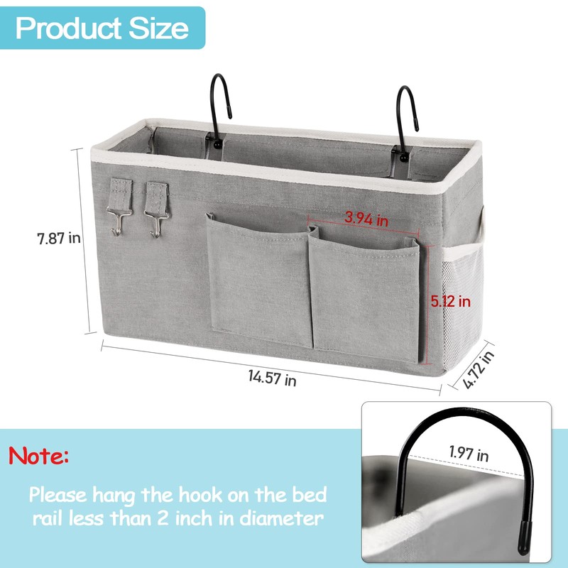 Loghot Bedside Caddy/Bedside Storage Bag Hanging Organizer for Bunk and