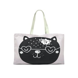 Bonamaison Printed Tote Bag, Reusable Grocery Bag, Shopping Bag, Machine Washable, Foldable, Canvas Cloth Bag with Handles, 50x40 Cm