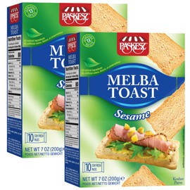 Snacktery Sesame Melba Toast Crackers - All Natural Thin and Crispy Flatbread Crackers - Classic Mini Toasts for Dips, Spreads, Salads - Tostadas Melba - 7 Oz, Pack of 2