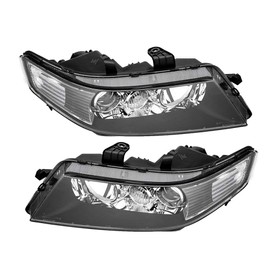 TRIL GEAR Pair of Headlights Assembly AC2518106 AC2519106 LH+RH Replacement for 2004-2008 TSX Black Housing Clear Lens Halogen