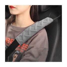 2 Pack Car Seat Belt Pads Cover, Universal Comfort Seatbelt Pad, Seat Belt Shoulder Strap Covers Harness Pad to Protect Neck and Shoulder from The Seat Belt Rubbing, Car Interior Accessories (Gray)
