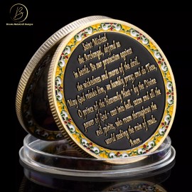 Unbranded Christian St Michael Prayer Gold Challenge Coin