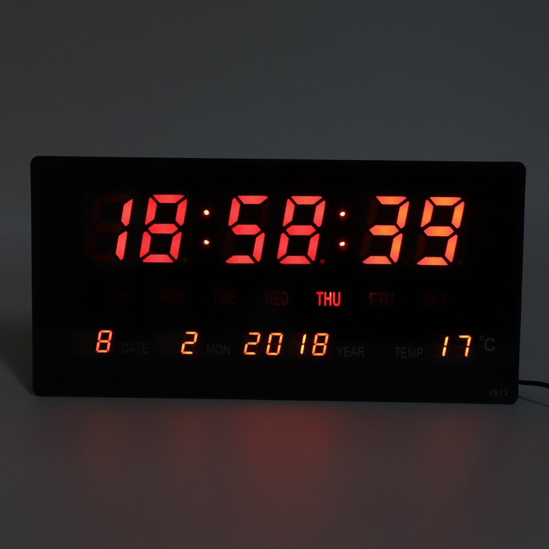 LED Number Clock Large Big Digital Display with Temperature Wall