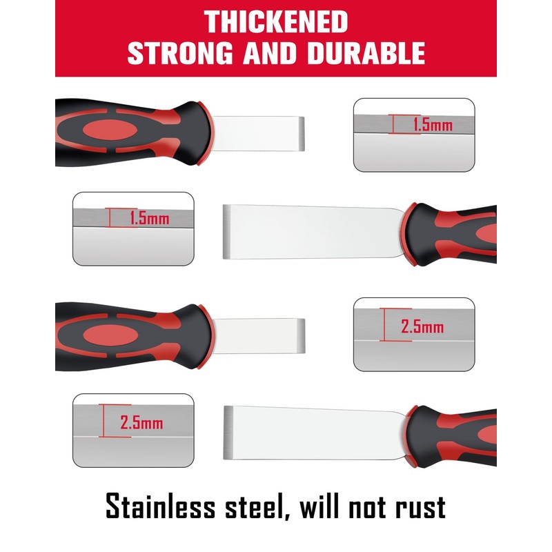 ROTATION Extra Thick Scraper Set, 4 piece, Soft Grip, Heavy