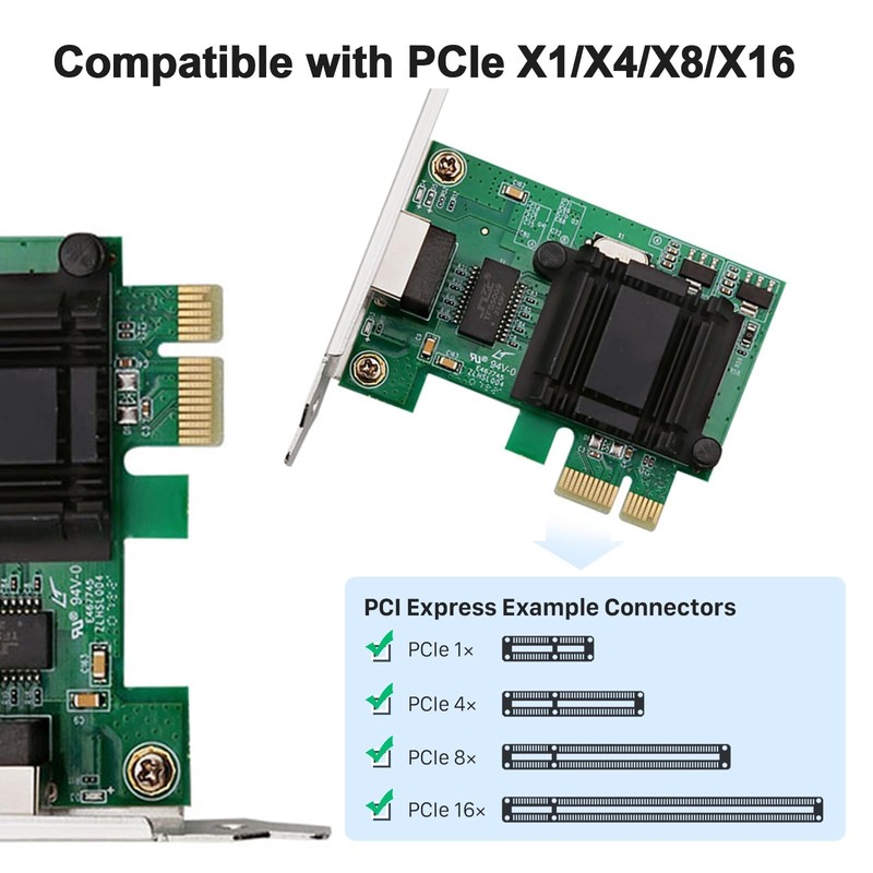 1G Gigabit CT Desktop PCI-e Network Adapter (NIC) for Intel