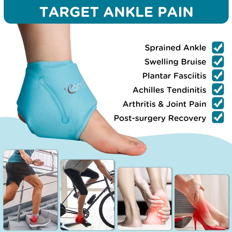 Comfytemp Ankle Ice Pack Wrap 2Packs, Reusable Gel Heel Ice