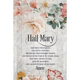 DEXSA Hail Mary, the Lord is with Thee Wood Frame Wall Plaque 6"x9" | Made in the USA | Wonderful Gift | Inspirational Sentiment | Metal Hanger and Easel on Back | Self-Standing or Wall Hanging