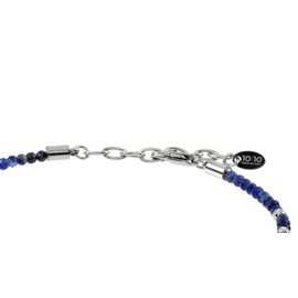 10:10 Halskette für Damen und Herren, Natursteine, 4 mm, verstellbar, Edelstahl, inklusive Geschenkbox, Made In Italy