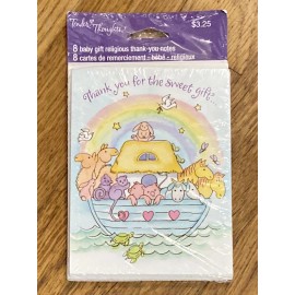 Tender Thoughts 8 Baby Gift Religious Thank You Notes w Envelopes Noah’s Ark NIP