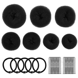 Nivofu Hair Donut Bun Maker Set, 7 Piezas Hair Bun Donut y 20 broches de bobby y 5 bandas elásticas para el pelo, para Completar Diferentes Tipos de M