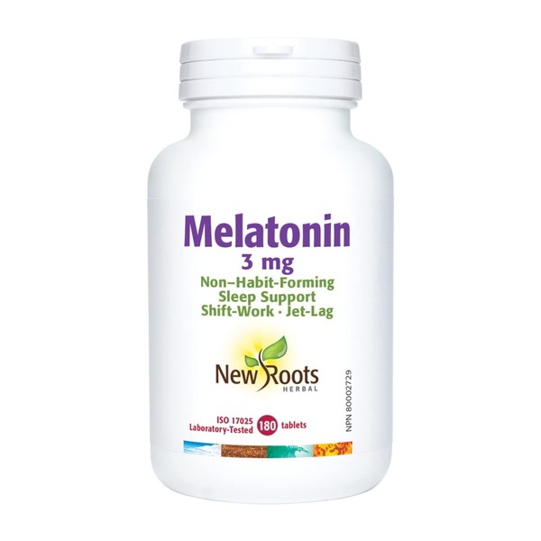 New Roots Herbal - Melatonin 3mg - 180 Tablets - Sleep Support Supplement - 3mg Melatonin Sleep Aid Melatonin Pills for Adults - Jet Lag Relief - Melatonin 3mg Tablets - Sleep Melatonin for Adults